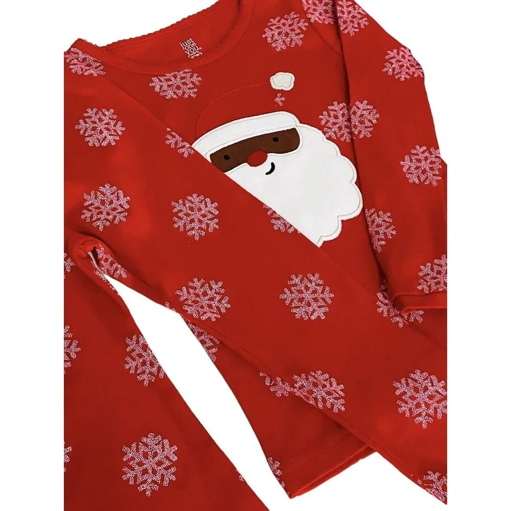 Carter’s Toddler Girl Santa Holiday Long Sleeve‎ Tee Pants Pajamas 4 Piece